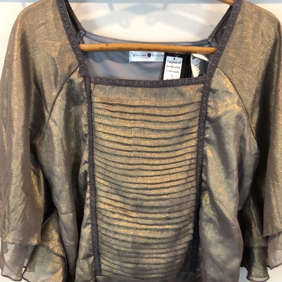 New Rancho Estancia Metallic Flutter Sleeves Renaissance Festival Top Size L - Picture 2 of 5